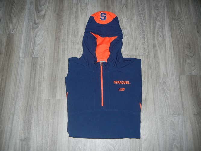 Syracuse Lacrosse Nike Mens Lightweight Hooded Pullover Jacket Sz L Blue/Orange