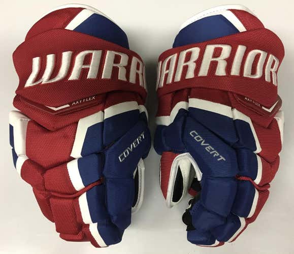 WARRIOR COVERT QRL PRO CUSTOM PRO STOCK HOCKEY GLOVES MONTREAL CANADIENS 13" NHL 2932