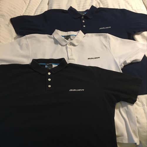 Lot Of 3 Bauer Hockey Polos 2XL 50” Chest