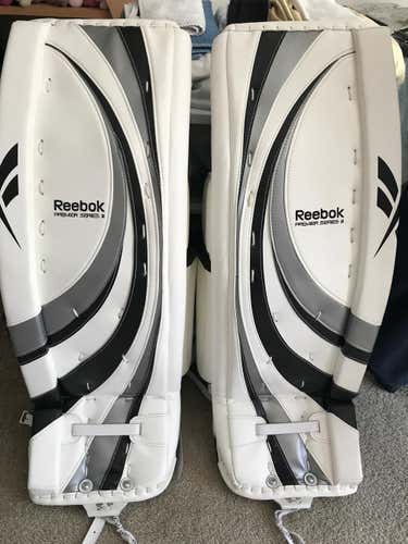 New Pro Stock Reebok Premier Series 3 Pro Goalie Leg Pads 34+2 Made in Canada.