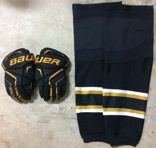 Bauer Vapor APX2 Pro Stock Hockey Gloves 14" / Reebok Edge Shin Pad Socks 11461