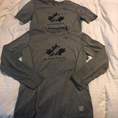 Lot Of 2 Canada Hockey Nike DriFit Pro Combat Small Fitted Tees