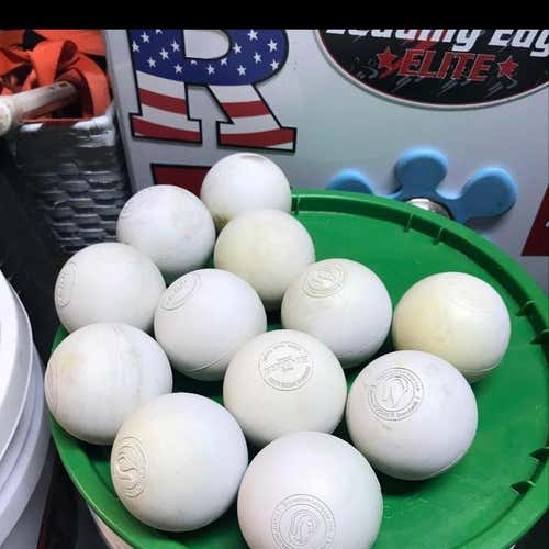 12 Used Lacrosse Balls With Blemishes, 1/4 Side Of Some Yellowed And Smooth