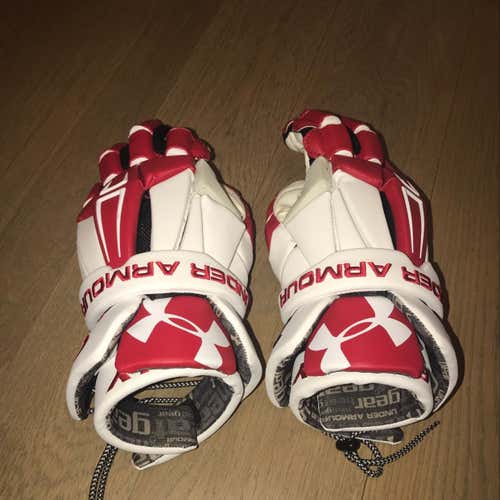 Red and White Under Armour Command Pro Gloves #22