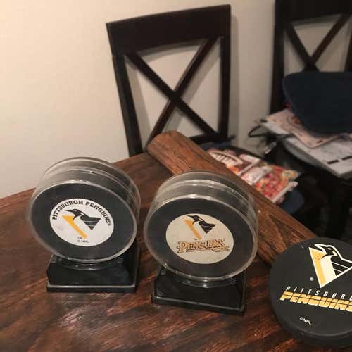 Penguins Pucks, Water Bottle,