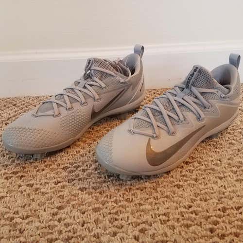 New Sz 12 Nike Lunar Ultrafly Grey Metal Baseball Cleats