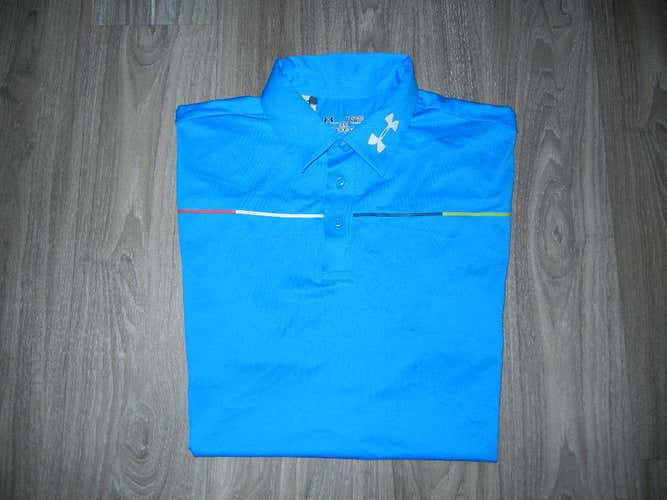 Under Armour Men's Golf Polo Shirt Sz XL Blue UA Logo on Collar