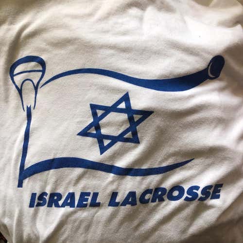 Israel Lacrosse T Shirt(White)(Size: Large)