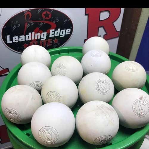 24 Used Signature Lacrosse Balls Yellow And Smooth On Parts Or Half Of Balls And Carbon Pro Shaft