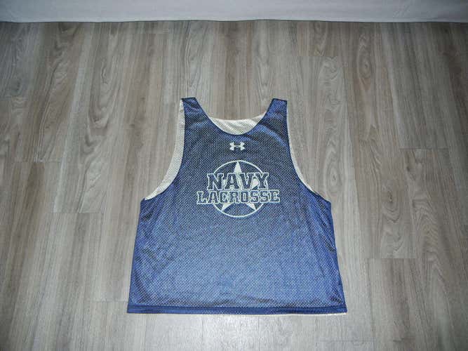 Navy Lacrosse Under Armour Mens Reversible Pinnie Sz M/L Blue/Gold