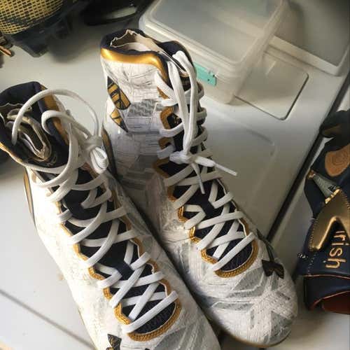 White Gold Blue Notre Dame Under Armour Cleats High Top