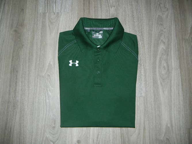 Under Armour Mens Casual Golf Polo Sz L Green/White Fast Ship!