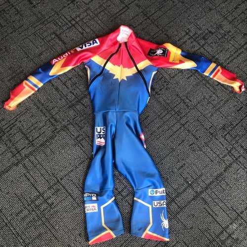 Mikaela Shiffrin Signed and used at World Champs, Capitan Marvel Speed Suit Size M/L US Ski Team