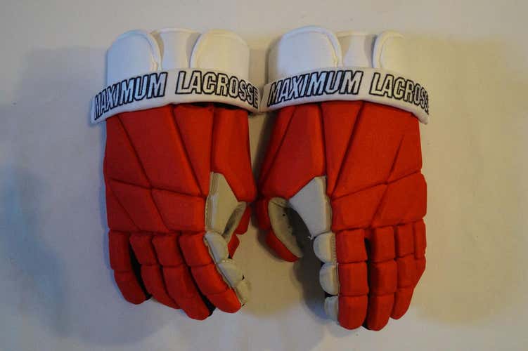 "BNWT" Maximum Lacrosse Red/White MX-PG-1000 2018 Edition Player Gloves