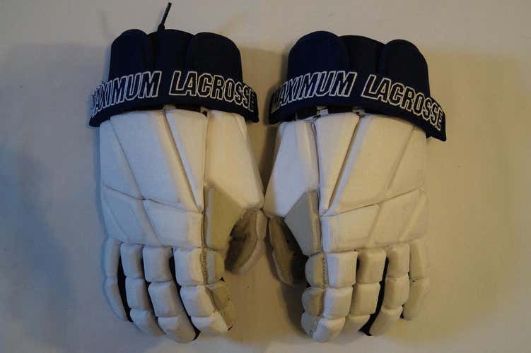 "BNWT" Maximum Lacrosse White/Blue MX-PG-1000 2018 Edition Player Gloves