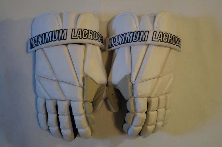 "BNWT" Maximum Lacrosse White/White MX-PG-1000 2018 Edition Player Gloves