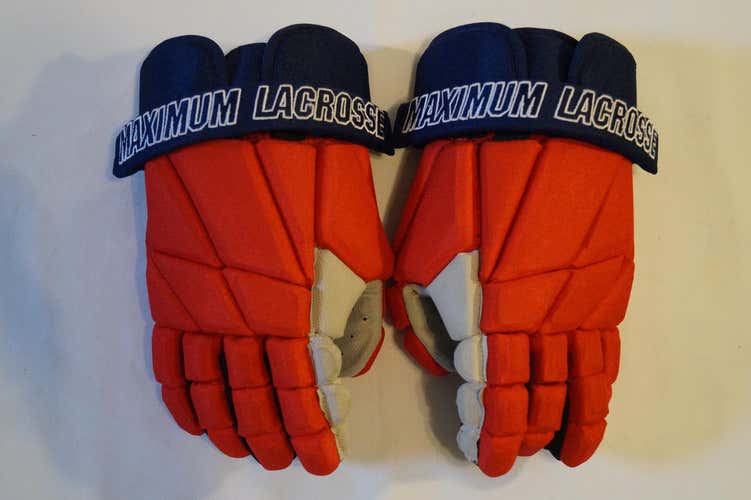 "BNWT" Maximum Lacrosse Red/Blue MX-PG-1000 2018 Edition Player Gloves