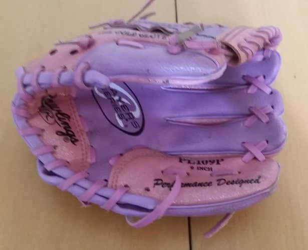 Rawlings Youth Fastpitch Glove, 9 inch, Pink & Purple