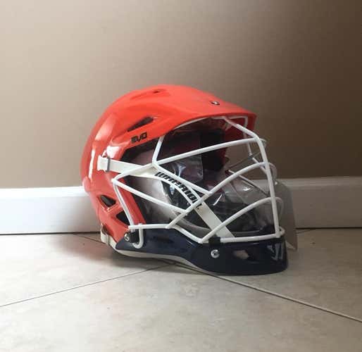 Brand New With Tags Warrior Evo Lacrosse Helmet - Navy Blue/Orange