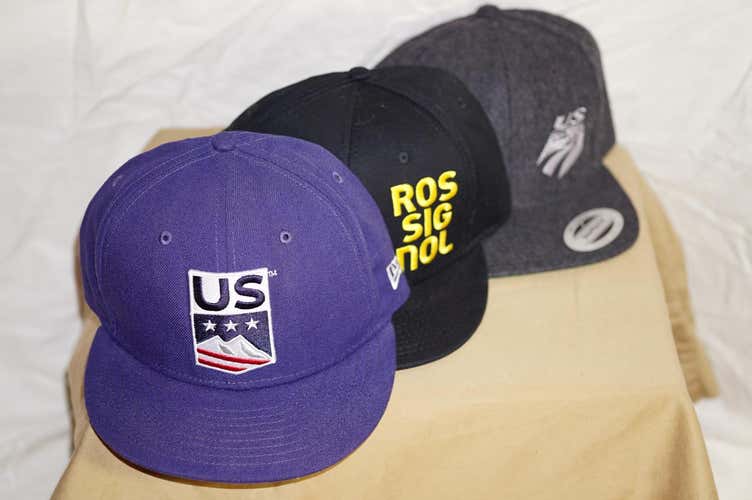 New USST Logo Navy Blue New Era, Rossignol Black, and USST Gray Wool Snapback Hat Combo