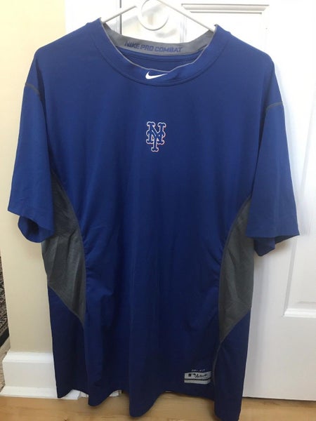 Nike Pro Combat New York Mets Size XXL Performance Training Shirt Blue Drifit