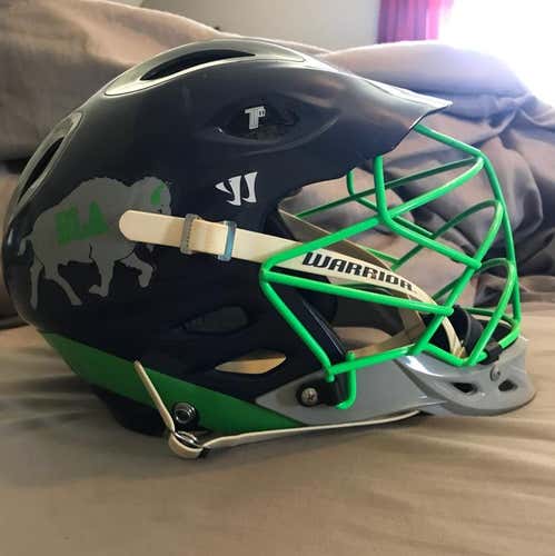 Warrior TII Lacrosse Helmet CUSTOM BLA colors and Decals