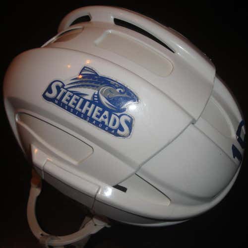 MISSISSAUGA STEELHEADS REEBOK HOCKEY HELMET SIZE MEDIUM WHITE PRO STOCK