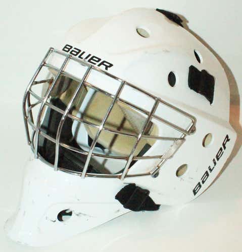BAUER NME 3 ICE HOCKEY WHITE JR GOALIE HELMET - GOAL MASK JUNIOR SIZE USED