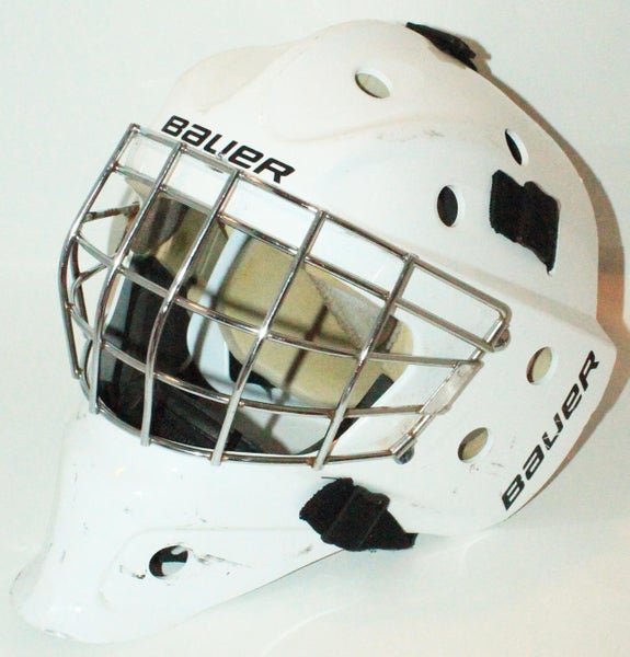 BAUER NME 3 ICE HOCKEY WHITE JR GOALIE HELMET - GOAL MASK JUNIOR SIZE USED