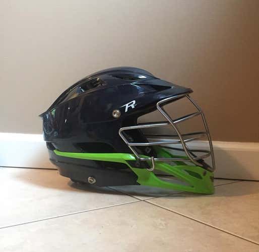 Barely Used Navy Blue & Green Cascade R Lacrosse Helmet