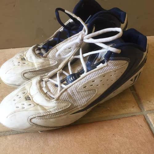 Men’s 10.5 Warrior Burn 2.0 White And Blue Lacrosse Cleats