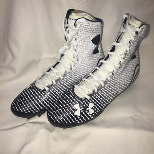 Brand New Under Armour Highlight Cleats Size 10.5 White/Navy