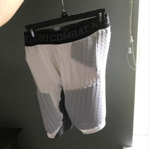 White Nike Pro Combat Compression Shorts