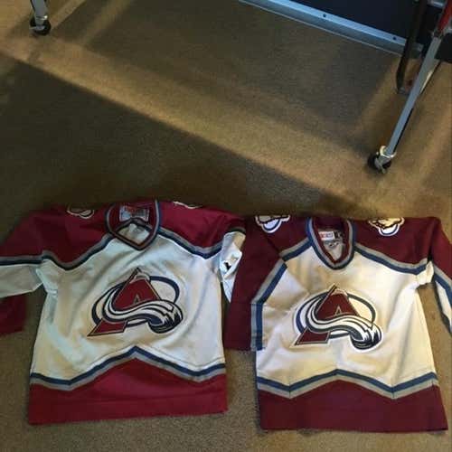 Two Used Youth XL Colorado Avalanche Jerseys