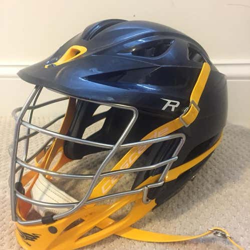 Cascade R Lacrosse Helmet Navy Blue and Yellow COMPLETE