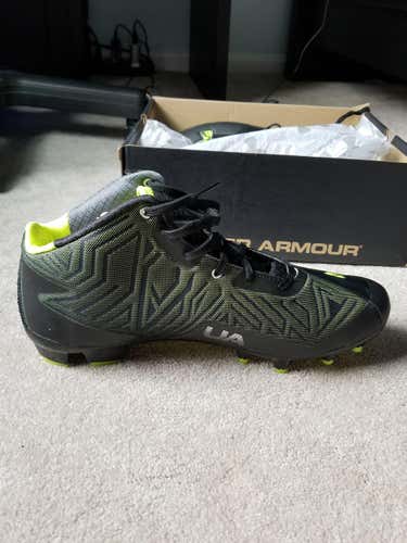 Brand New UA Banshee Mid Cleats Black/Neon Green Size 11