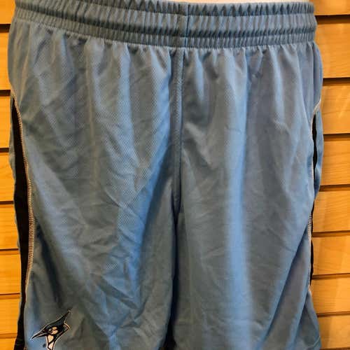 New! John Hopkins Lacrosse Shorts, Youth Large, OT, Light Blue With A Black Stripe Down The Side