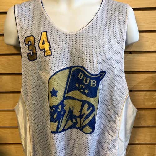 Awesome Dub C Lacrosse Pinnie, L, OT, Dual Sided White And Blue