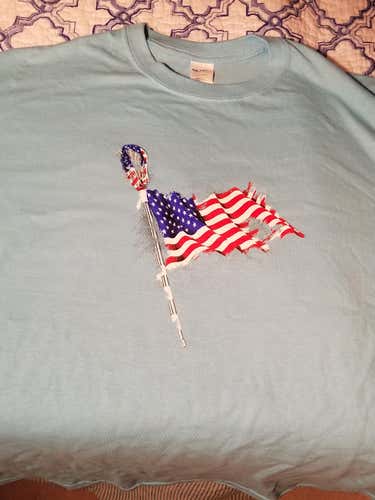 Blue American Flag Lacrosse T-Shirts Limited supply! Only Size Large