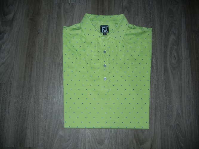 FootJoy "FJ" Athletic Fit Mens Golf Polo Sz XXL Green/Blue Geometric Pattern
