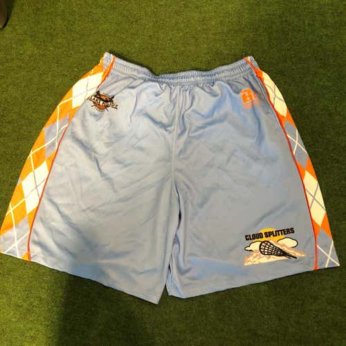 New! Lake Placid Lacrosse Shorts, XXL, OT, Light Blue, Orange, And White