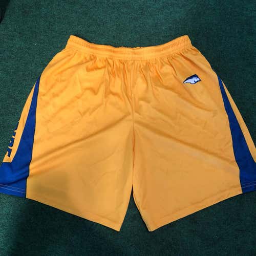 New! Pride Lacrosse Shorts, XXL, OT, Russell Athletics, Yellow, Blue And White