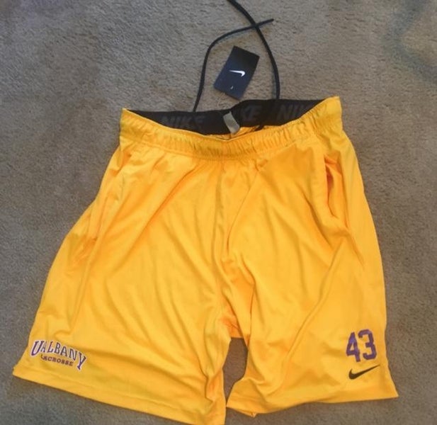 Albany Team Issued Yellow Nike Dri-Fit Lacrosse Shorts - Size XL