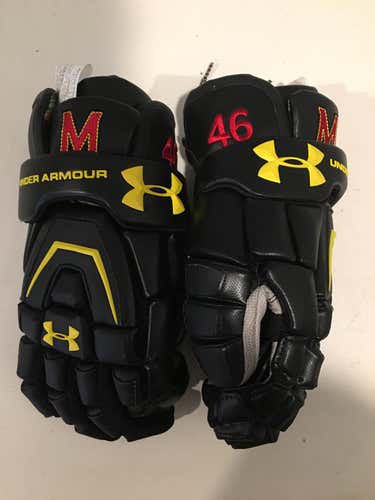 NEW Game Team Issued MARYLAND TERPS #46 Lacrosse Gloves UNDER ARMOUR