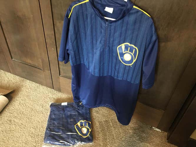 2017 Milwaukee Brewers SGA ADULT XL Batting Practice "BP" Pullover - NEW
