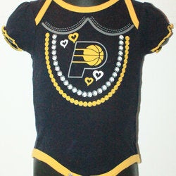 INDIANA PACERS NBA LOGO ONE PIECE BABYSUIT BASKETBALL 0-3 MTHS SHORT SLEEVE USED