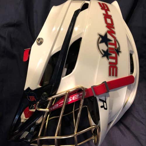 White Cascade R Helmet With Gold Face mask