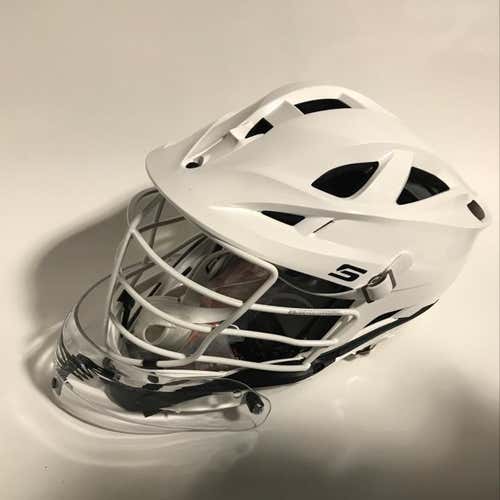 Cascade S Helmet With Goalie Throat Piece Installed