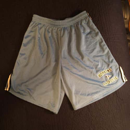 New! Retro Johns Hopkins Lacrosse Shorts, OT, Large, Blue With White And Black Stripe
