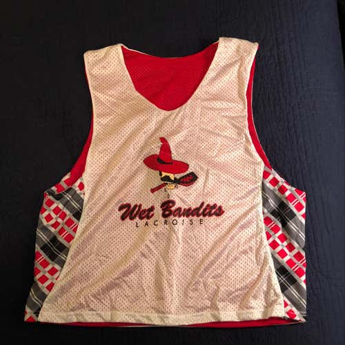 New! Wet Bandits Lacrosse Pinnie, Large, OT, Red, White, And Gray